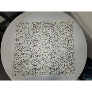 June & January Baby Blanket Ballot Print Black Teal Green White Cotton 36x36